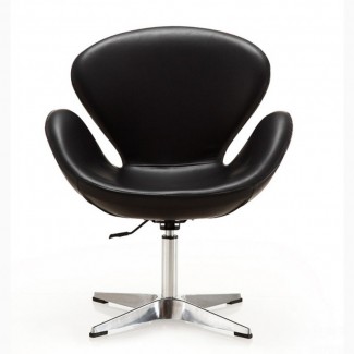 Дизайнерське крісло Сван біле чорне шкірзам кресло барне студійне стілець Сван
