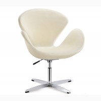 Дизайнерське крісло Сван біле чорне шкірзам кресло барне студійне стілець Сван