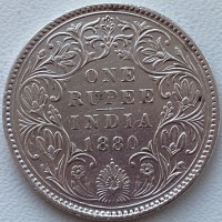 Британская Индия 1 рупия 1880 год СЕРЕБРО!!!!! СОХРАН