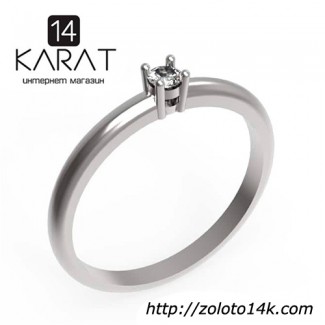 Золотое кольцо с бриллиантом 0, 10 карат 17, 5 мм Кольцо для предложения Белое золото Новое