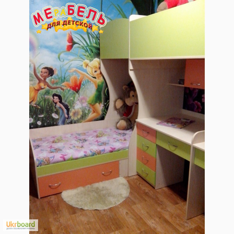 Фото 6. Детская двухъярусная кровать с двумя столами (ал3) Merabel