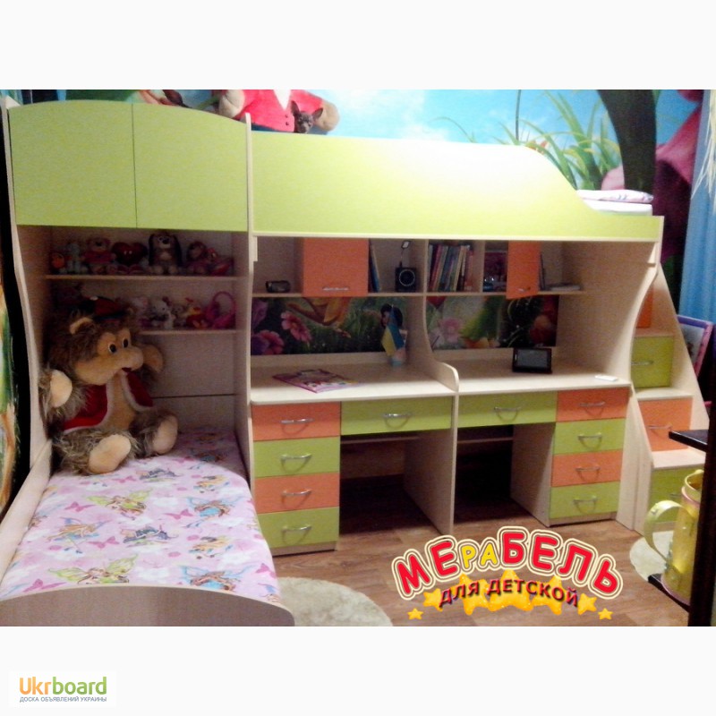 Фото 4. Детская двухъярусная кровать с двумя столами (ал3) Merabel