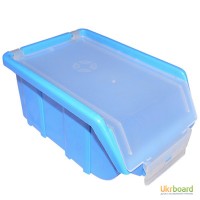 Ящик маленький синий с прозрачной крышкой 175x110x75 мм
