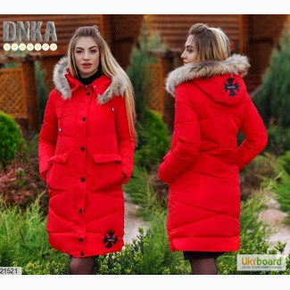 Пальто женское модное зимнее с мехом (2 цвета)