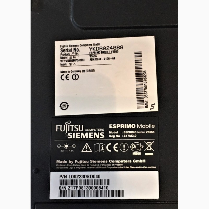 Фото 3. Ноутбук Fujitsu-Siemens модель ESPRIMO Mobile V5555