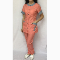 Женский медицинский костюм Фантазия с коротким рукавом, персиковый цвет