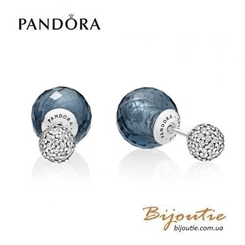Pandora серьги синие мерцающие капли 296355NBC