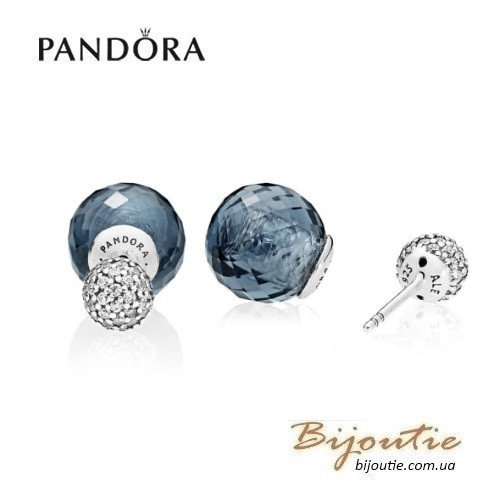 Фото 2. Pandora серьги синие мерцающие капли 296355NBC