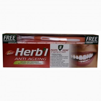 Зубная паста Антивозрастная Herb#039;l Anti Ageing Dabur + зубная щетка 150 г