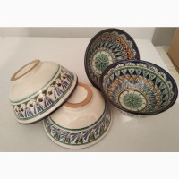 Узбекская пиала риштан Пиалушки для чая супа из красной глины. Ручная роспись