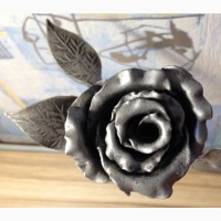 Роза кованая серебристая металлическая цветок кованный металл 47 см