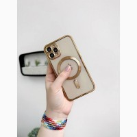 Чохол Shinny Case MagSafe для айфон силіконовий квадратні бортики в чохлі вмонтоване cкло