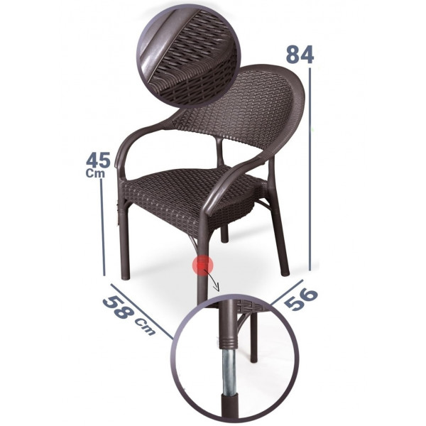 Фото 2. Пластиковий стілець Софія імітація ротангу білий коричневий чорний колір
