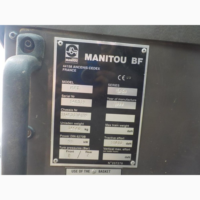 Фото 10. Телескопический погрузчик Manitou MRT1850 (1999 г)