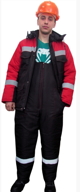 Фото 2. Утепленный рабочий костюм черно-красный