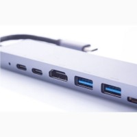 Многофункциональный адаптер переходник ZAMAX 8-в-1 Type C USB HUB to HDMI/HDTV + PD + USB