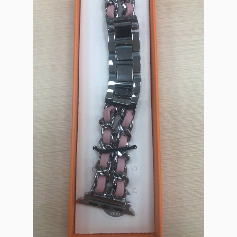 Фото 6. Ремешок Шанель на смарт часы Apple Watch CHANEll 38/44 Silver Pink Мега модный Ремешок