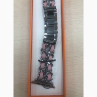 Ремешок Шанель на смарт часы Apple Watch CHANEll 38/44 Silver Pink Мега модный Ремешок