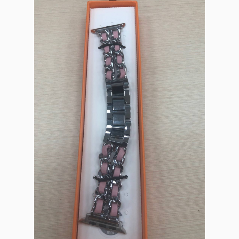 Фото 8. Ремешок Шанель на смарт часы Apple Watch CHANEll 38/44 Silver Pink Мега модный Ремешок