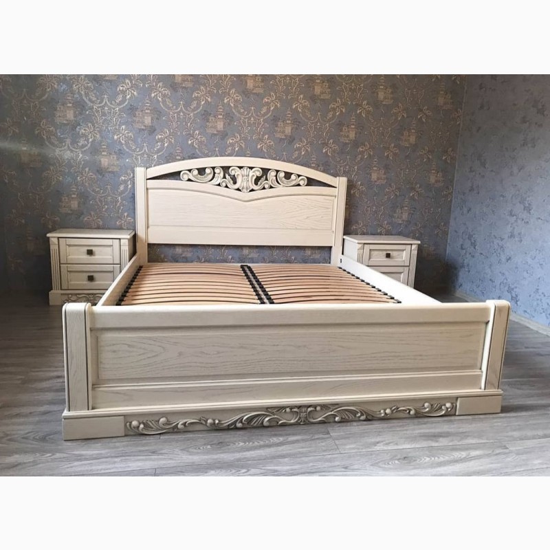 Фото 10. Двоспальне ліжко Артеміда біле з каретною стяжкою