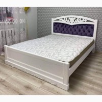 Двоспальне ліжко Артеміда біле з каретною стяжкою