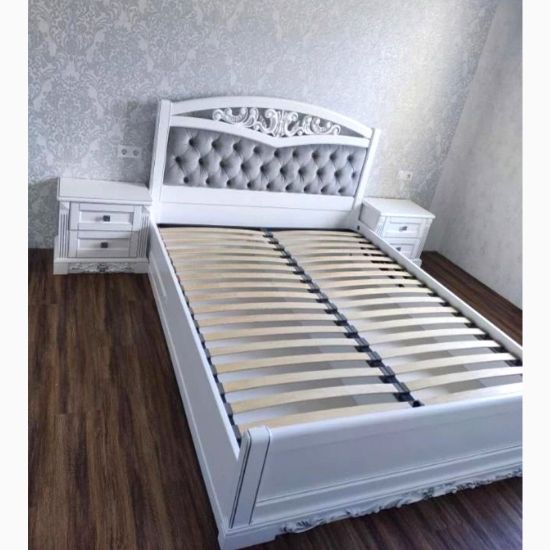 Фото 8. Двоспальне ліжко Артеміда біле з каретною стяжкою