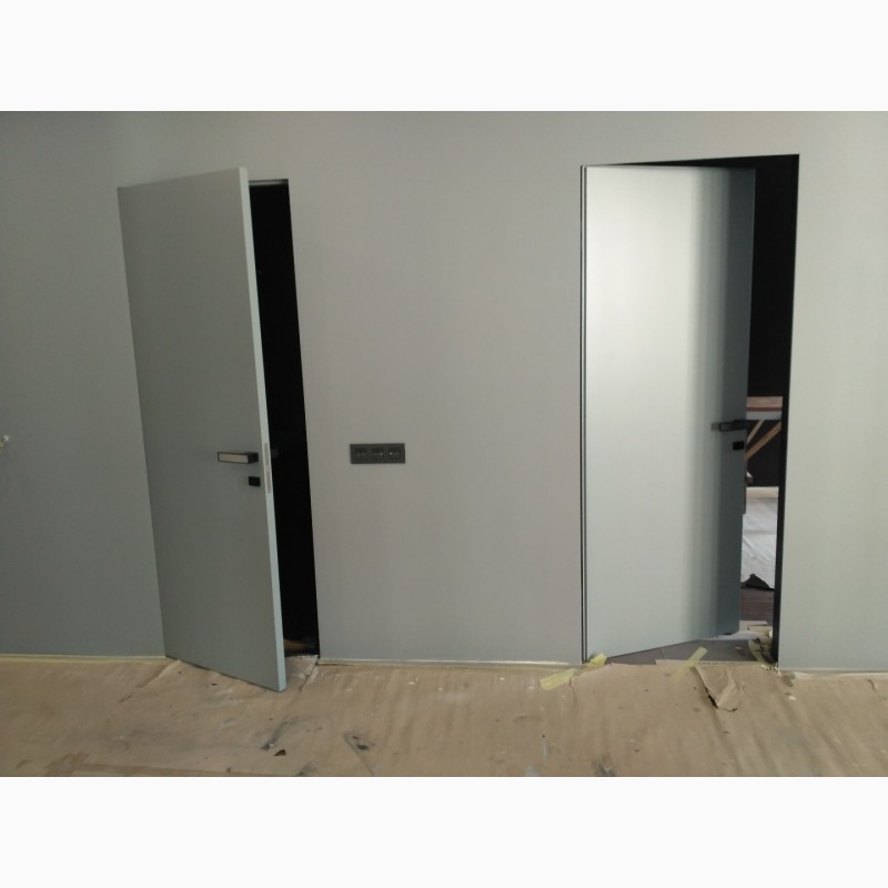 Межкомнатные двери с алюминиевой коробкой без наличника
