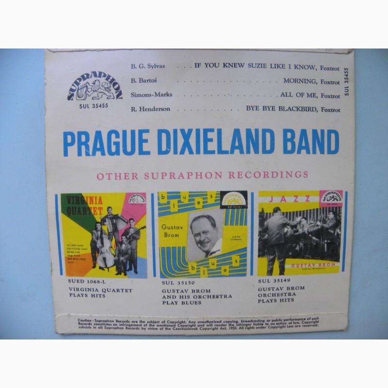 Фото 2. Пластинка Prague Dixieland BandIf You Knew Suzie And Other Tunes