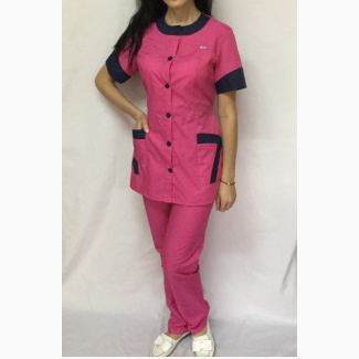 Женский медицинский костюм Фантазия с коротким рукавом, малиновый цвет