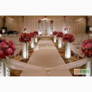 Украшение свадьбы цветами,тканями, оформление свадебного стола, фона, арка