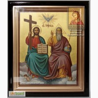 Святая Троица рукописная икона в киоте
