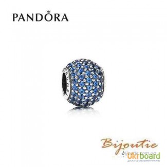 Оригинал шарм Pandora голубой шар паве 791051NCB