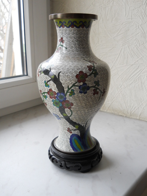 Фото 17. Китайская ваза клуазоне (перегородчатая эмаль) сакура