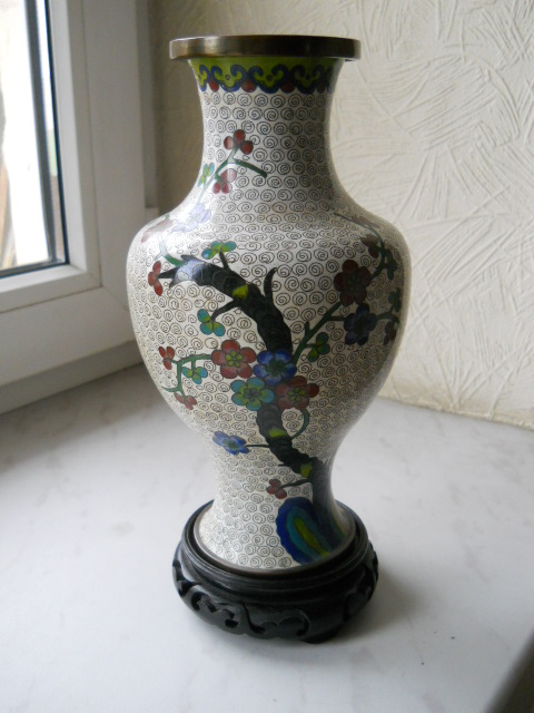 Фото 18. Китайская ваза клуазоне (перегородчатая эмаль) сакура