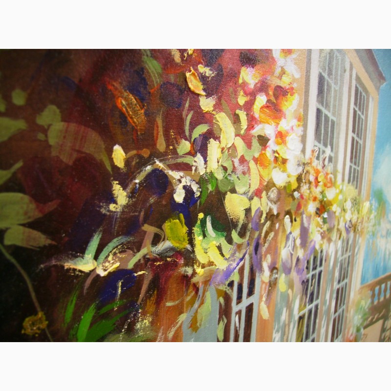 Фото 9. Картина художника маслом на холсте Италия море городской пейзаж горы цветы Ручная работа