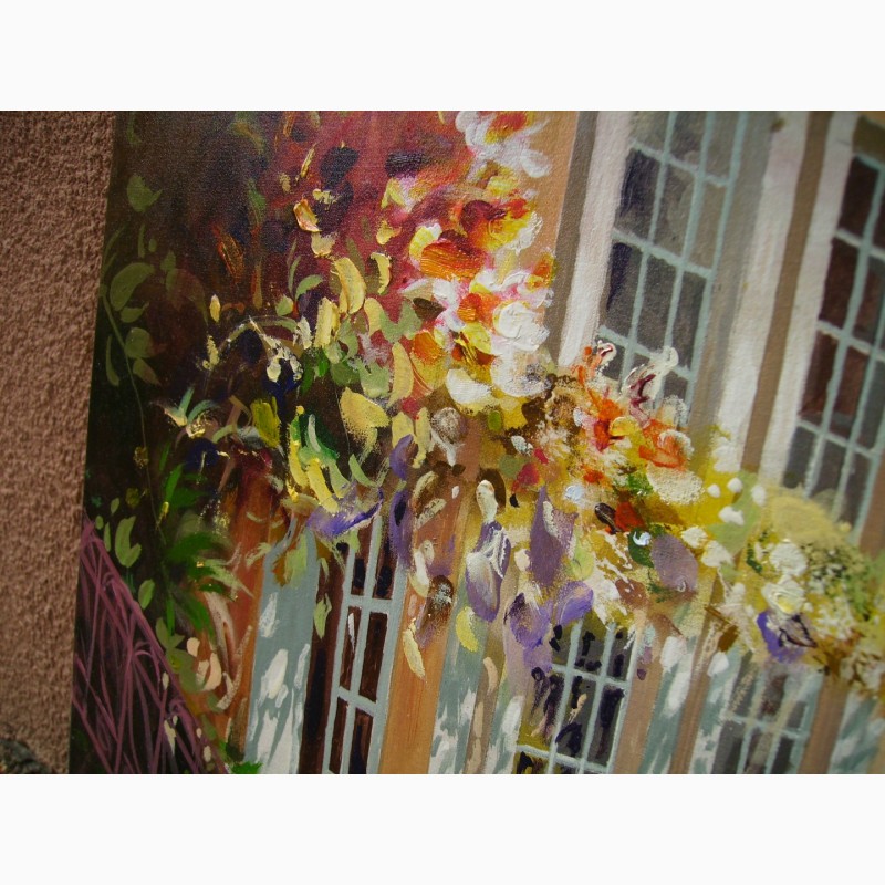 Фото 11. Картина художника маслом на холсте Италия море городской пейзаж горы цветы Ручная работа