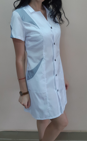 Фото 2. Женский медицинский халат Эрика с коротким рукавом