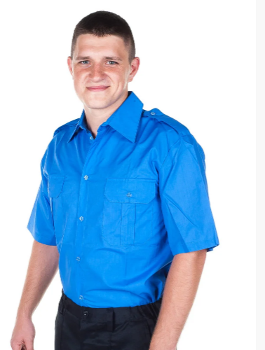 Рубашка форменная голубая с коротким рукавом