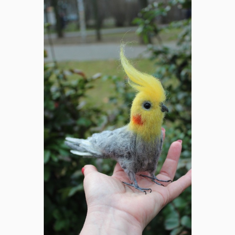Фото 10. Валяная игрушка хендмэйд попугай корелла с шерсти интерьерная сувенир подарок папуга