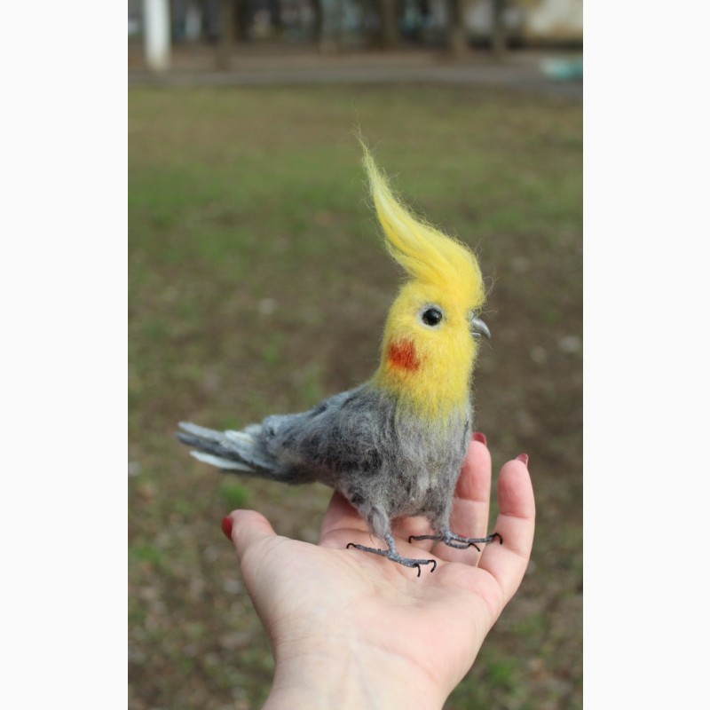 Фото 2. Валяная игрушка хендмэйд попугай корелла с шерсти интерьерная сувенир подарок папуга