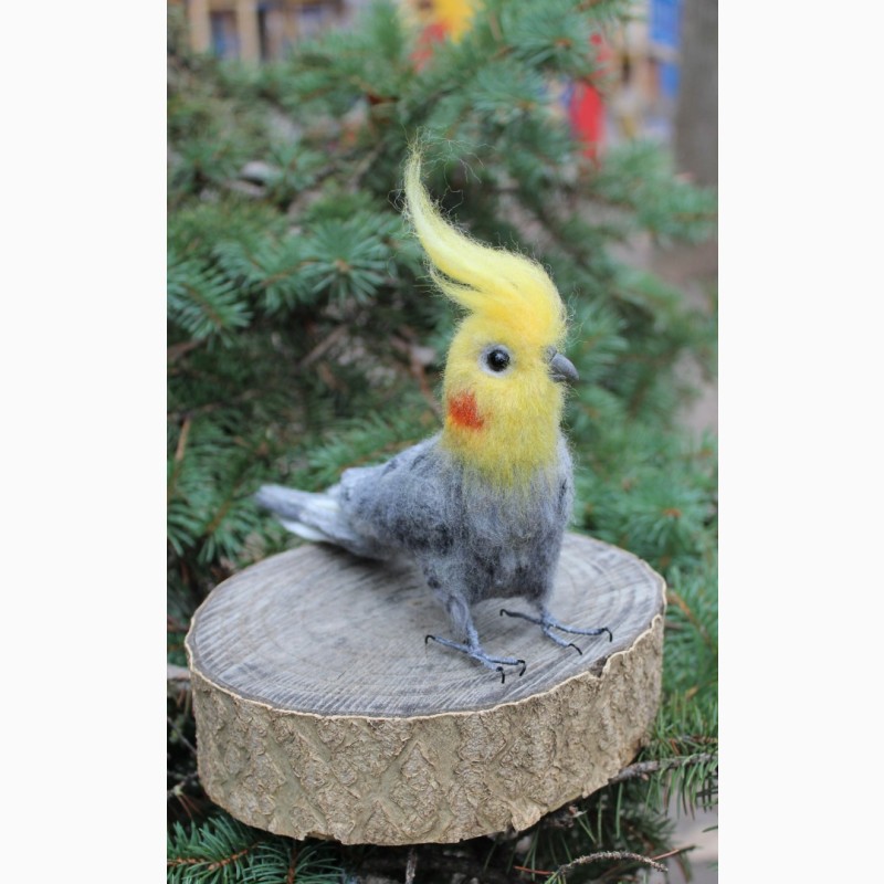 Фото 8. Валяная игрушка хендмэйд попугай корелла с шерсти интерьерная сувенир подарок папуга