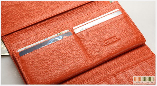 Фото 3. Продается элегантный женский кошелек Feger (оранж) из натуральной кожи, на кнопке