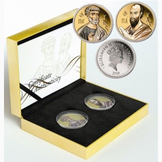 Набор серебряных монет с позолотой Святые апостолы Петр и Павел
