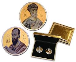 Фото 4. Набор серебряных монет с позолотой Святые апостолы Петр и Павел