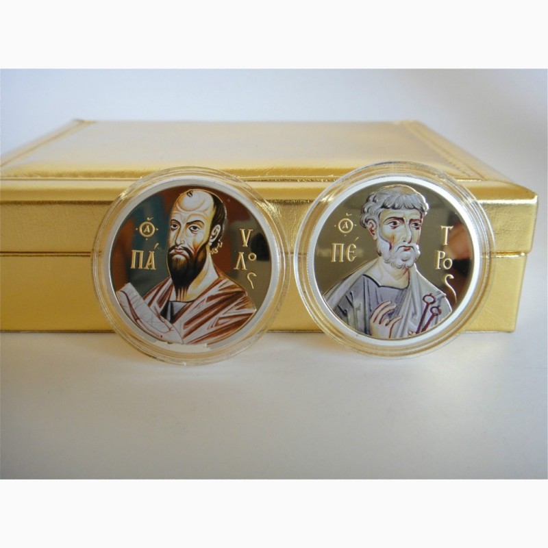 Фото 6. Набор серебряных монет с позолотой Святые апостолы Петр и Павел