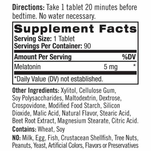 Фото 3. Мелатонін, посилена дія, зі смаком полуниці, 5 мг 90 таблеток США
