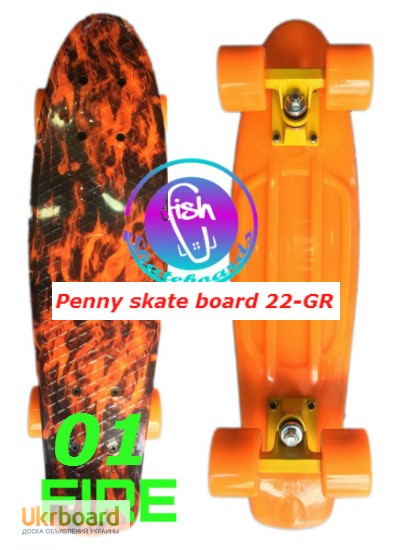 Фото 2. Пенни 22-GR penny print лонгборд скейт 56 см fish cruiser skate board