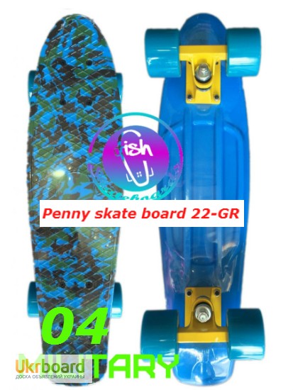 Фото 3. Пенни 22-GR penny print лонгборд скейт 56 см fish cruiser skate board