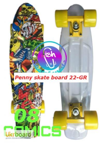 Фото 7. Пенни 22-GR penny print лонгборд скейт 56 см fish cruiser skate board