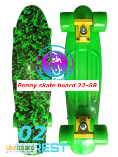 Фото 8. Пенни 22-GR penny print лонгборд скейт 56 см fish cruiser skate board